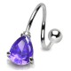 Piercing spirale 30 - Cristal lilas en forme de goutte