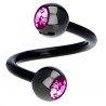 Piercing spirale 36 - plaqué-titane noir cristal rose