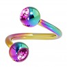 Piercing spirale 37 - Plaqué-titane rainbow cristal rose