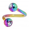 Piercing spirale 37 - Plaqué-titane rainbow cristal transparent