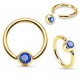 Piercing anneau 1,6mm 32 - Plaqué-or jaune cristal bleu