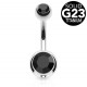 Banane piercing nombril double cristal noir titane G23