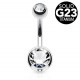 Banane piercing nombril double cristal transparent titane G23