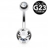Banane piercing nombril double cristal transparent titane G23