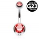 Banane piercing nombril double cristal rouge titane G23