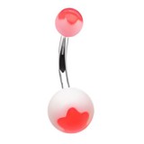 Piercing nombril UV 16 - Fleurs rose sur blanc
