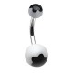 Piercing nombril UV 16 - Fleurs noires sur blanc