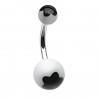 Piercing nombril UV 16 - Fleurs noires sur blanc