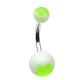 Piercing nombril UV 16 - Fleurs vertes sur blanc