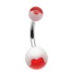 Piercing nombril UV 16 - Fleurs rouges sur blanc