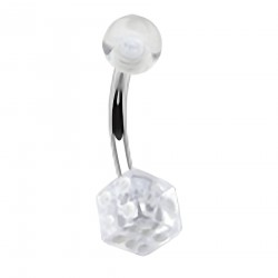 Piercing nombril UV 53 - Dé à jouer transparent