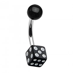 Piercing nombril UV 53 - Dé à jouer noir