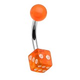 Piercing nombril UV 53 - Dé à jouer orange
