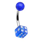Piercing nombril UV 53 - Dé à jouer bleu-clair