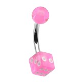Piercing nombril UV 53 - Dé à jouer rose