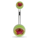 Piercing nombril UV 32 - étoile dans un œil jaune