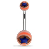 Piercing nombril UV 32 - étoile dans un œil orange