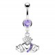 Piercing nombril cœur 27 - Claddagh irlandais cristaux lilas