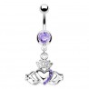 Piercing nombril cœur 27 - Claddagh irlandais cristaux lilas