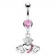 Piercing nombril cœur 27 - Claddagh irlandais cristaux roses