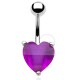 Piercing nombril cœur 29 - Acrylique lilas avec facettes horizontales