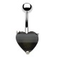 Piercing nombril cœur 29 - Acrylique noir avec facettes horizontales