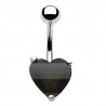 Piercing nombril cœur 29 - Acrylique noir avec facettes horizontales