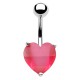 Piercing nombril cœur 29 - Acrylique rose avec facettes horizontales