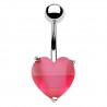 Piercing nombril cœur 29 - Acrylique rose avec facettes horizontales