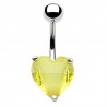 Piercing nombril cœur 29 - Acrylique jaune avec facettes horizontales