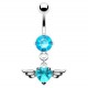 Piercing nombril cœur 53 - Cristal bleu-clair avec deux ailes