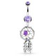 Piercing nombril attrape rêve 01 - Deux plumes grise et bille lilas