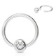 Piercing anneau 1,6mm 12 - Boule avec cristal transparent