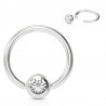 Piercing anneau 1,6mm 12 - Boule avec cristal transparent