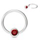 Piercing anneau 1,6mm 12 - Boule avec cristal rouge