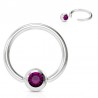 Piercing anneau 1,6mm 12 - Boule avec cristal lilas