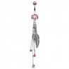 Piercing nombril plume 04 - Trois chainettes strass roses