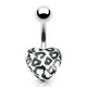 Piercing nombril UV 58 - Cœur blanc motif panthère