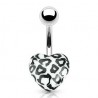 Piercing nombril UV 58 - Cœur blanc motif panthère