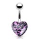 Piercing nombril UV 58 - Cœur lilas motif panthère