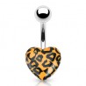 Piercing nombril UV 58 - Cœur orange motif panthère