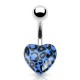 Piercing nombril UV 58 - Cœur bleu motif panthère
