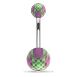 Piercing nombril UV 31 - Checker lilas et vert