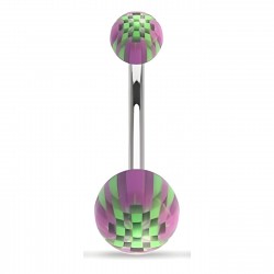 Piercing nombril UV 31 - Checker lilas et vert