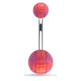 Piercing nombril UV 31 - Checker orange et lilas