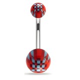Piercing nombril UV 31 - Checker rouge et bleu
