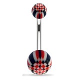 Piercing nombril UV 31 - Checker noir et rouge