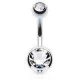 Banane 10 - Piercing nombril double cristal transparent