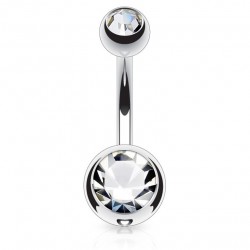 Banane 10 - Piercing nombril double cristal transparent