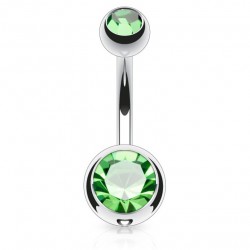 Banane 10 - Piercing nombril double cristal vert-pomme